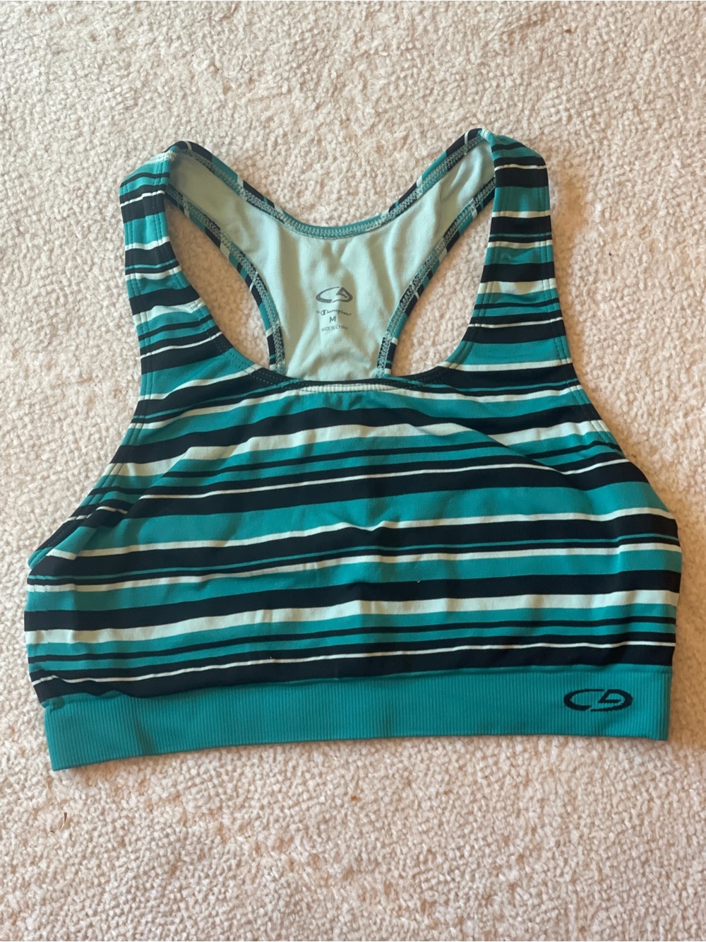 C9 by Champion Teal Striped Racerback Sports Bra
